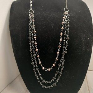 Premier Designs Multi Strand Hematite and Bead Necklace